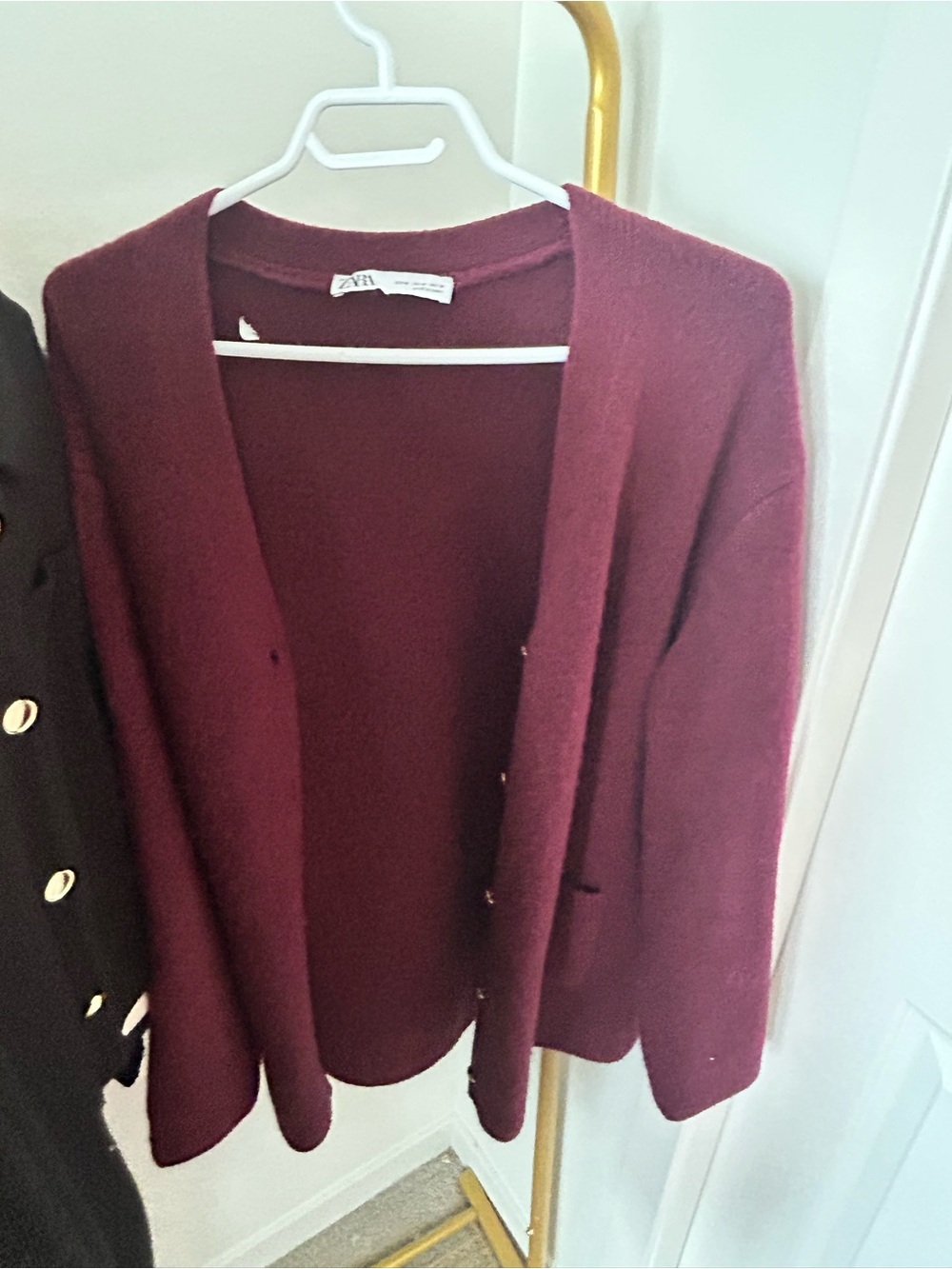Zara Deep Wine Button-Front V-Neck Cardigan - Picture 3 of 6